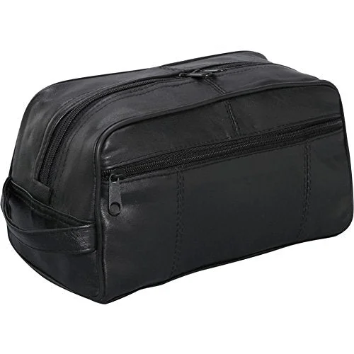 duffel bags with rich shades -Bellino Leather Toiletry Kit, Black