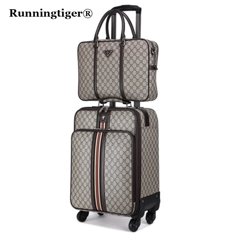 suitcase for quick retreats -2Pcs 16"20"22" Luggage Suitcase Bag,Waterproof Pu Leather Travel Box With Wheel ,Rolling Trolley