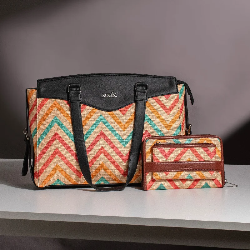 WavBeach - Women's Work Bag & Classic Zipper Wallet Combo