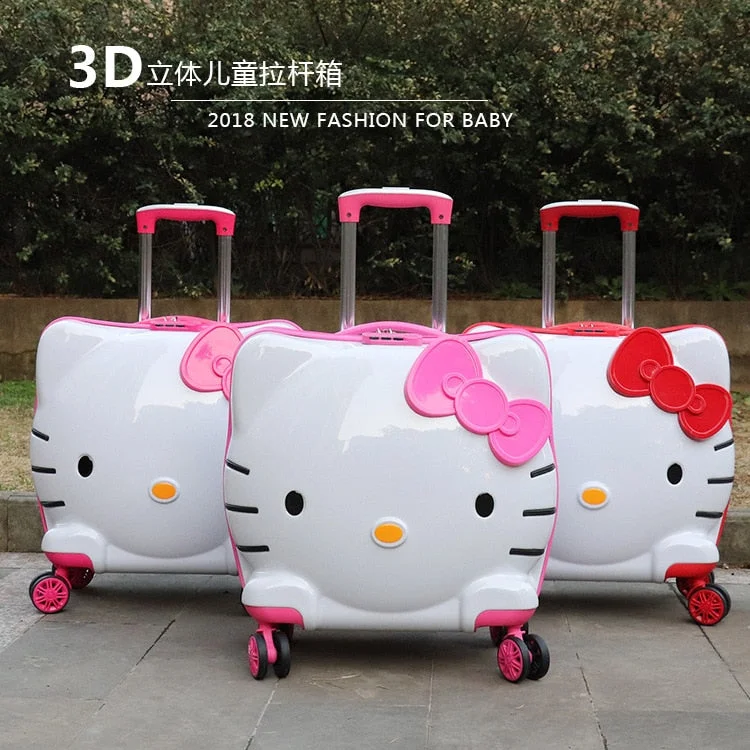 suitcase with padded laptop pocket -Luggage Bag  New 19-Inch Cute Cat Children'S Suitcase 3D Student Luggage Cartoon Travel Luggage