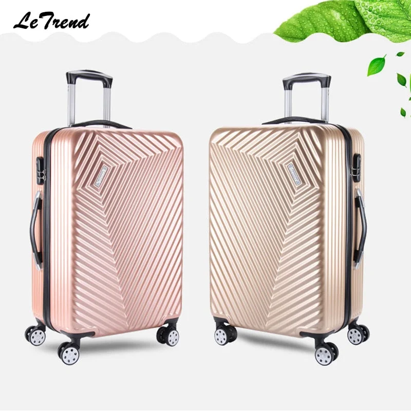 suitcase with lean frame -Letrend New Rolling Luggage Spinner Men Trolley Travel Bag Password Box 20 Inch Boarding Bag 24Inch