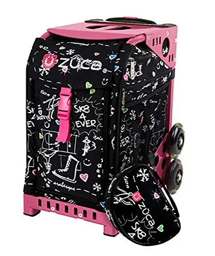 duffel bags for plush road trips -Zuca Bag Black Sk8 Limited Edition Insert & Pink Frame W/ Flashing Wheels