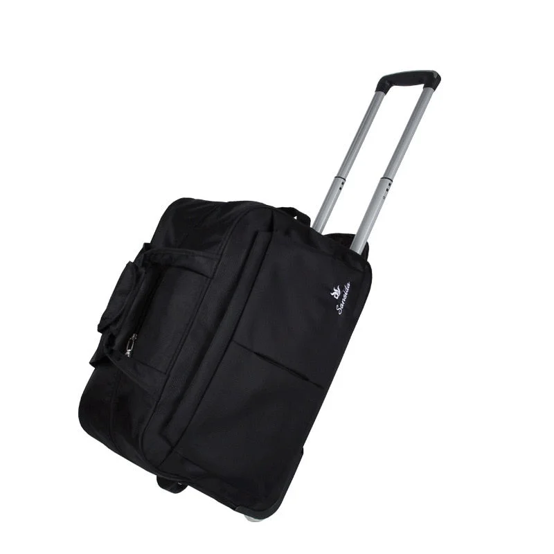 suitcase with chic colors -Casual Solid Travel Bag Suitcase Carry On Wheels Trolley Nylon Waterproof Men Women Rolling