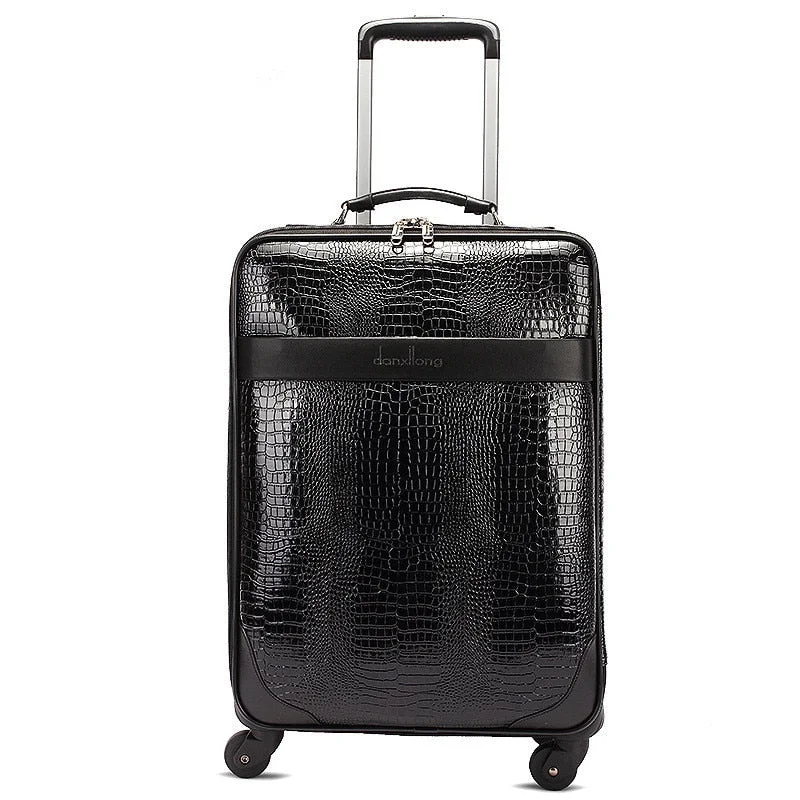 suitcase with crisp fabric -Wholesale!16Inch Crocodile Grain Pu Leather Travel Luggage Bags On Universal Wheels,High Quality