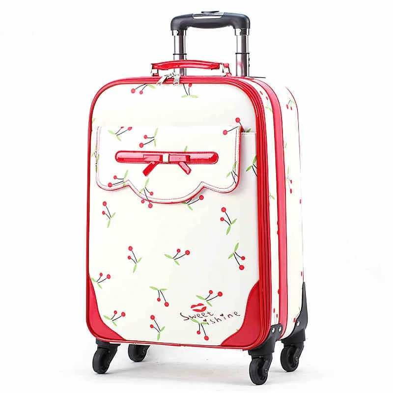 rugged suitcase for tough terrains -Korea Fashion Batterystraw Travel Luggage Bags On Universal Wheels,High Quality Female Lovely 16 20