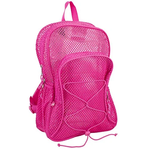 backpack with sleek ties -Eastsport Mesh Backpack With Bungee, Pink