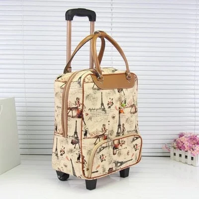 suitcase for plush vacations -Unisex Carry On Travel Suitcase Women Laptop Luggage Stripe Pattern Small Box Multicolor