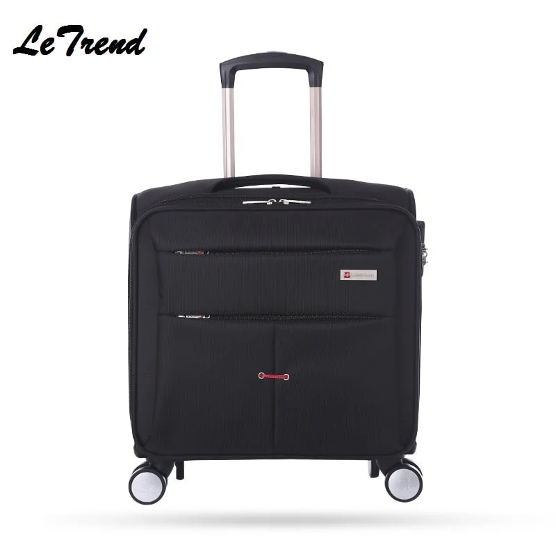 suitcase with slim profile -New Business Travel Oxford Rolling Luggage Casters 16 Inch Men Multifunction Boarding Suitcase