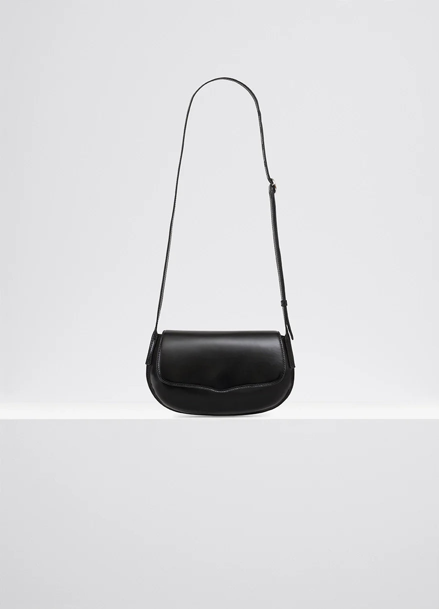 Suede black shoulder bag for teens-BELLY BAG