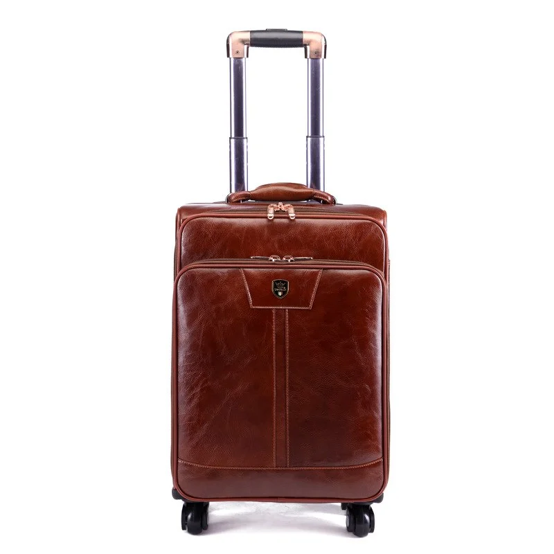 suitcase with loud styles -Letrend Luxury Man Rolling Luggage Spinner 16 Inch Business Cabin Trolley Pu Leather Trunk Women