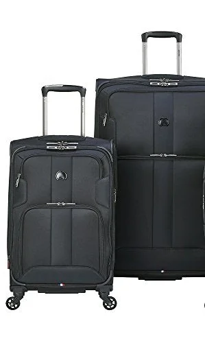 suitcase with vivid styles -Delsey Luggage Sky Max 2 Piece Nested Luggage Set, Black