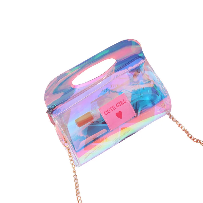 Green velvet purse for spring-Hologram Clutch Purse Wallet Handbag Crossbody Bag Holographic Leather Evening Clutch Bag For Women