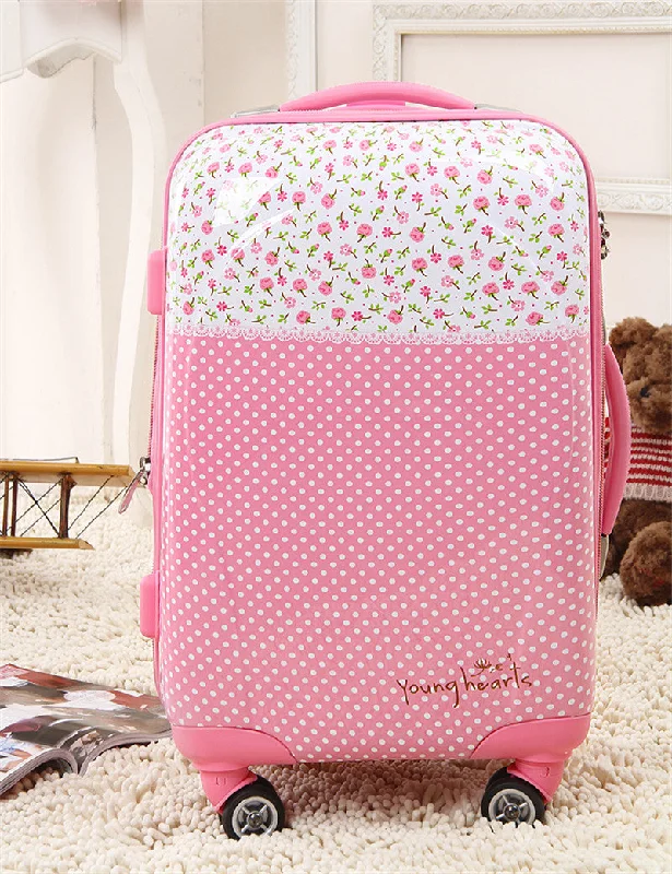 suitcase for hobby gear -Polka Dot20 24 Trolley Luggage Pink Universal Wheels Female 28 Travel Bag Luggage Lock,Abs Pink