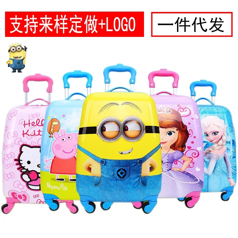 suitcase with cool lining -New Children'S Suitcase 18 Inch Universal Wheel Luggage Box Cartoon Kindergarten Children'S