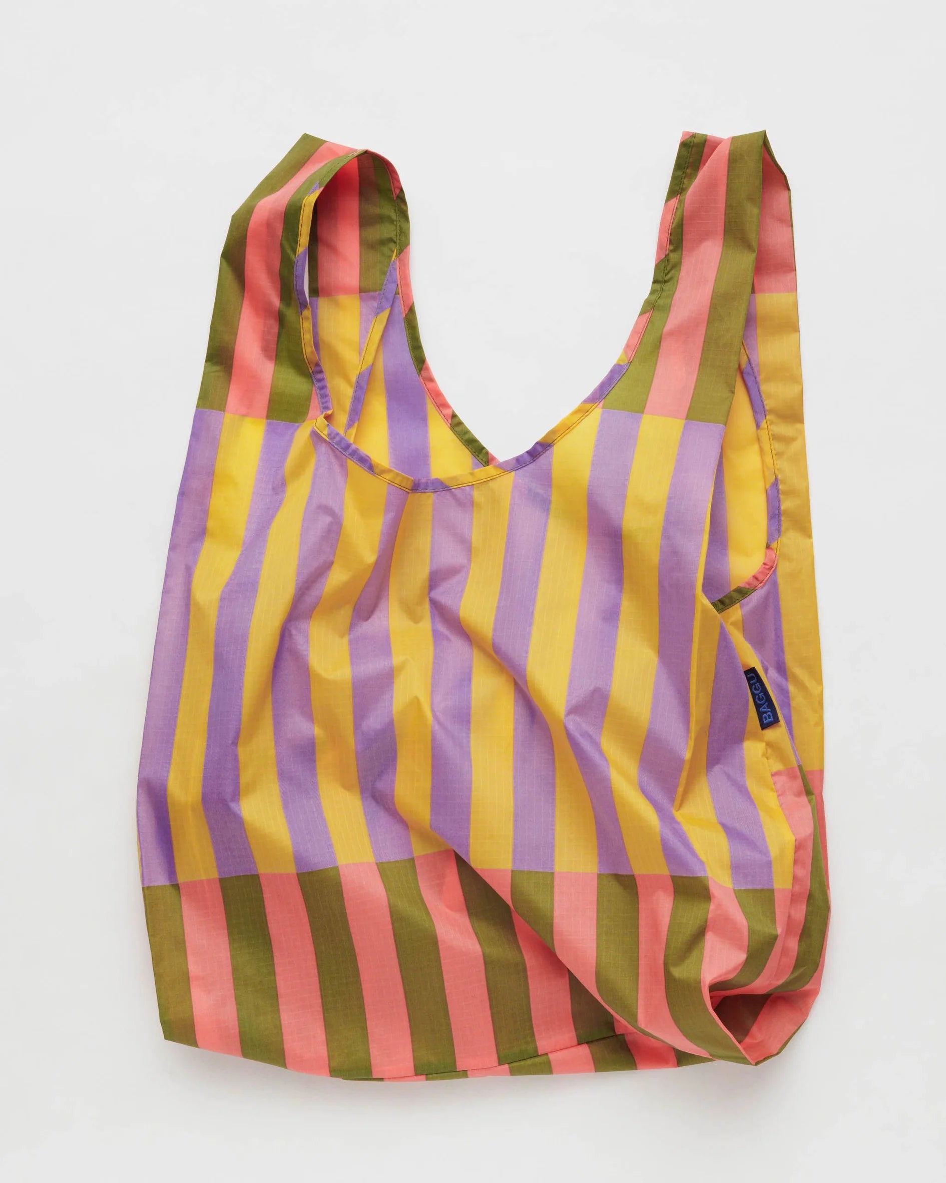 Nylon white shoulder bag for parties-Standard Baggu - Sunset Quilt Stripe