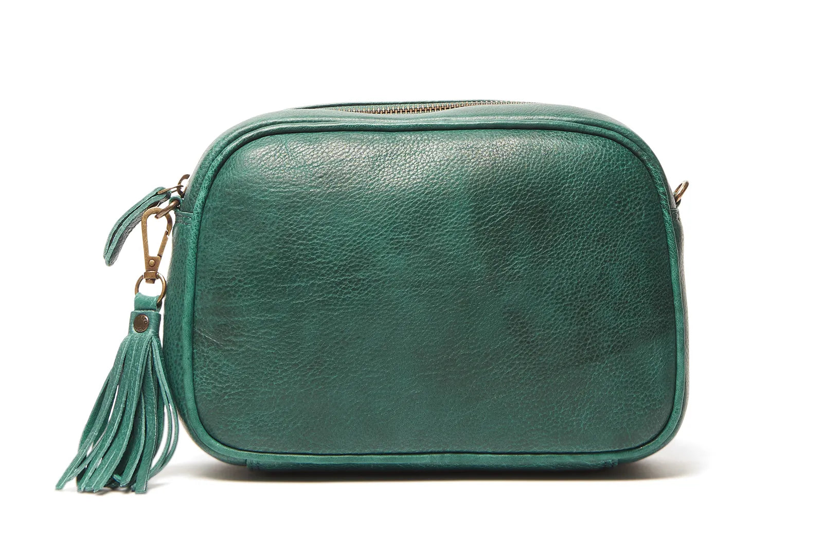 Black leather crossbody bag for parties-Oran - RH-473 Lucia Crossbody leather bag - Pine Green