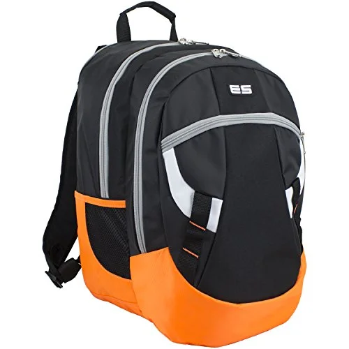 backpack with wet ties -Eastsport Multifunctional Sports Backpack For School, Travel, Outdoors, Black/Orange