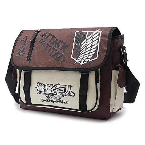 Suede teal shoulder bag for winter-ASLNSONG Japanese Anime Shoulder Bag School Bag Messenger Bag Crossbody Pack (Attack on Titan)