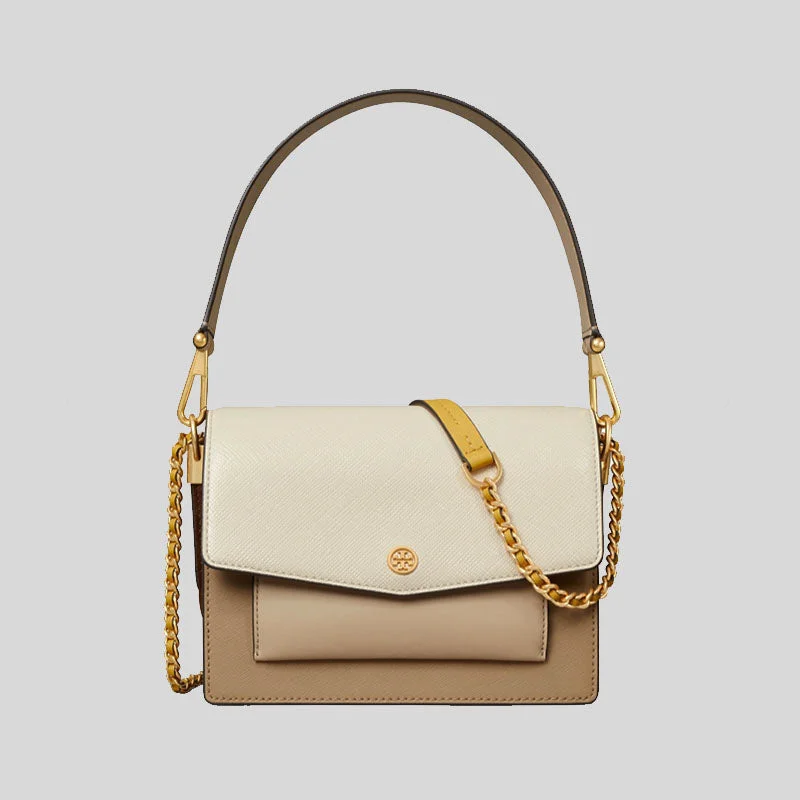 Denim white shoulder bag for weddings-Tory Burch Robinson Colorblock Double Strap Convertible Shoulder Bag RS-88612