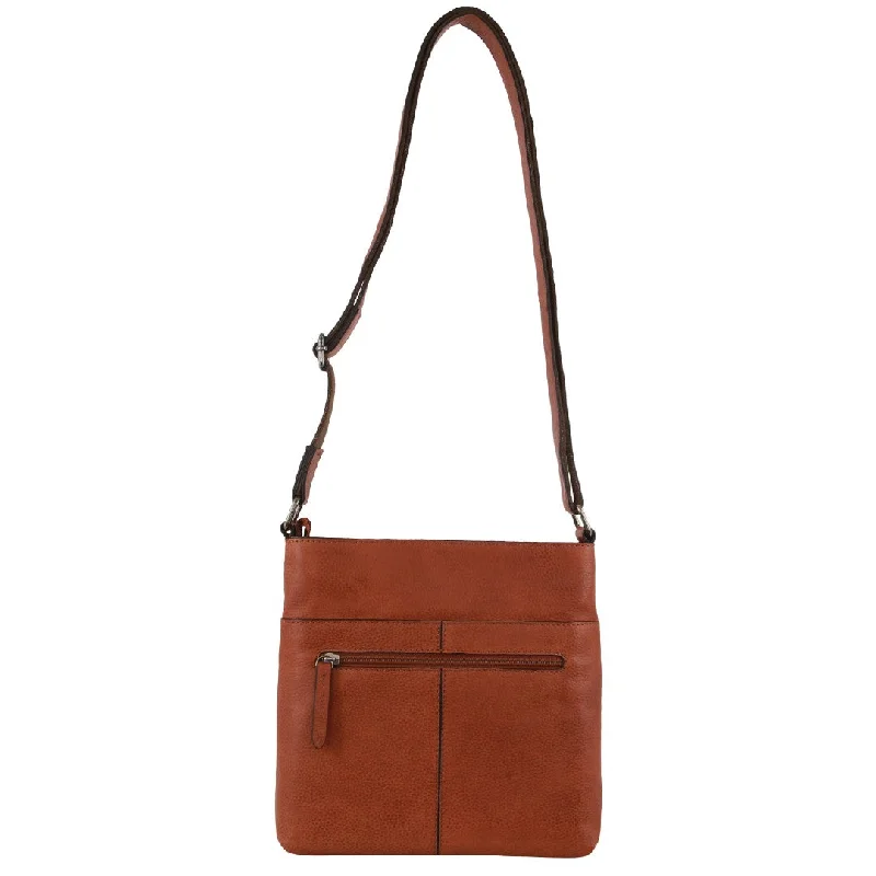 Green leather crossbody bag for business-Milleni - NL3739 Ladies Leather N/S crossbody - Cognac