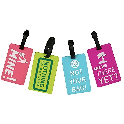 suitcase for gadget enthusiasts -Coolrunner 4Pcs Candy Color Luggage Label Travel Accessories Suitcase Luggage Tags Id Address