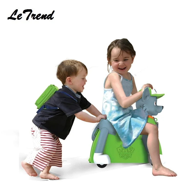 suitcase for beachside holidays -Fashion Cute Dog Shape Kids Ride-On Trolley Suitcase Boarding Solid Children Toy Gift Carry On