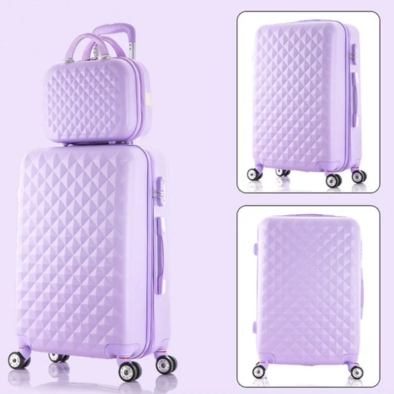 suitcase with crisp styles -Korea Fashion 14 24Inches Abs+Pc Travel Luggage Bags Sets On 8-Universal Wheels,Girl Candy Color