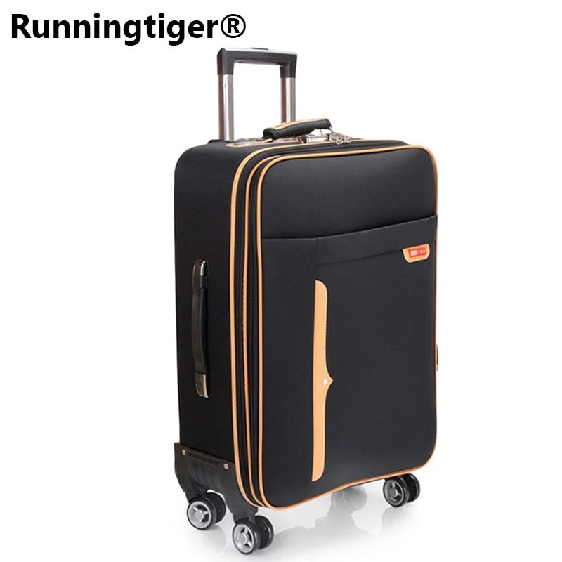 suitcase for spring getaways -Oxford Trolley Wheeled Suitcase Business Large Travel Bag 20"24" Luggage Bag Men'S / Women'S Canvas