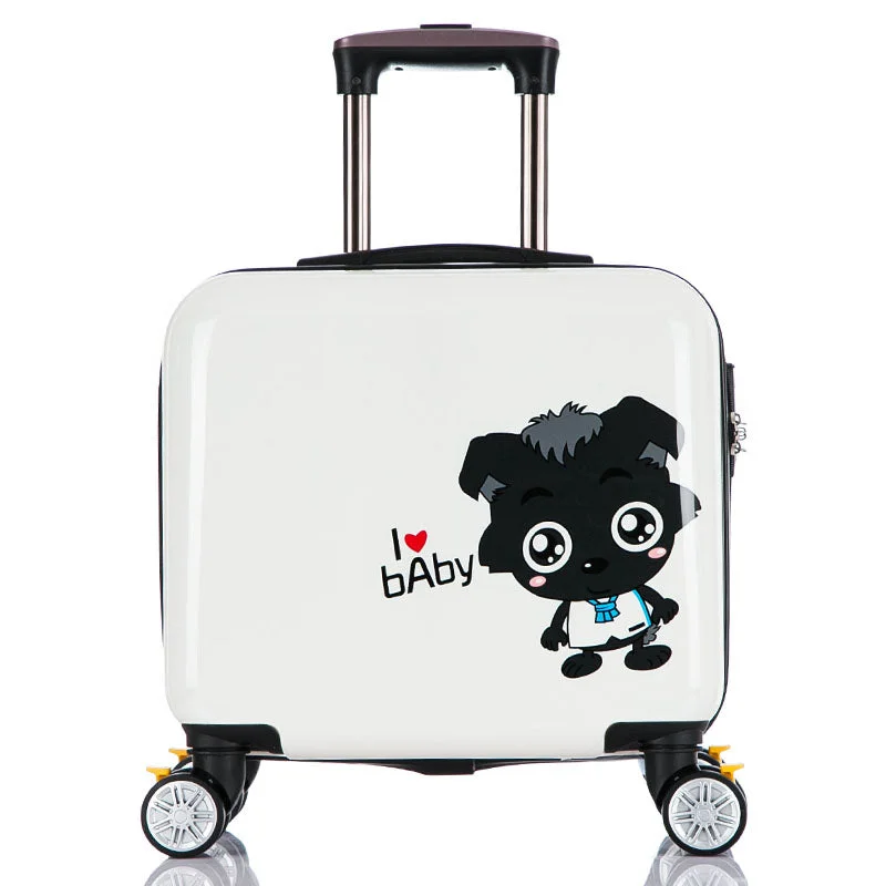 suitcase with broad pockets -Little Grey Universal Wheels Trolley Luggage Pc16 Child Cartoon Luggage Bag Travel Bag Waterproof