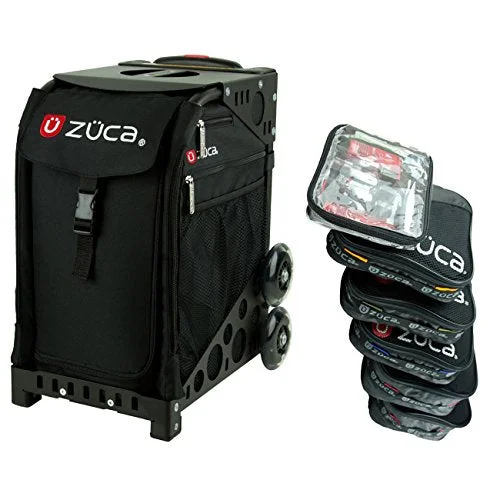 duffel bags for long drives -Zuca Obsidian Sport Insert Bag With Black Frame (Non-Flashing Wheels), And Special Set Of 5 Packing