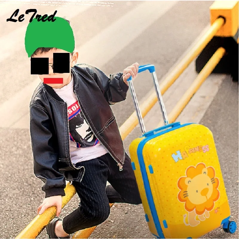 suitcase with reliable handles -New Lion 19'20' Cute Cartoon Suitcases Wheel Kids Boys And Girls Rolling Luggage Spinner Trolley