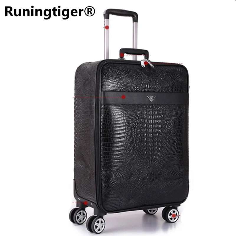 suitcase with wild designs -High-Grade Luxury Crocodile Rolling Luggage Spinner Men Wheel Suitcases Trolley 16"20"22"24"Inch