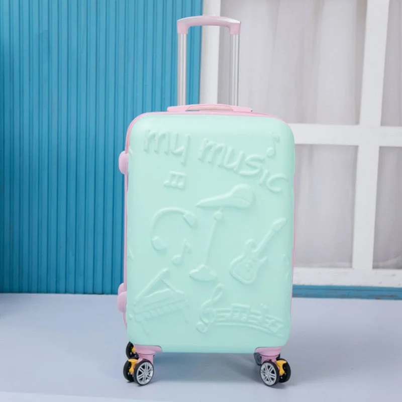 suitcase for cross-state trips -Travel Bag Universal Wheel Trolley Bag Female Small Fresh Personality Luggage 20 "24"Cute Trolley