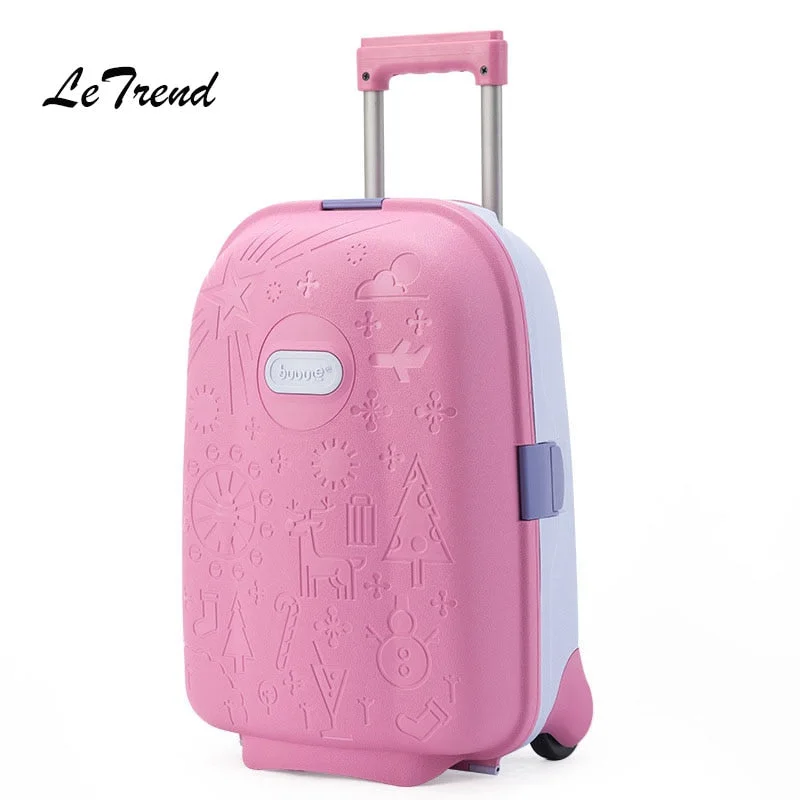 suitcase for daily flyers -Letrend Kids Cute Cartoon Rolling Luggage Spinner Children Wheel Suitcases Trolley Travel Bag