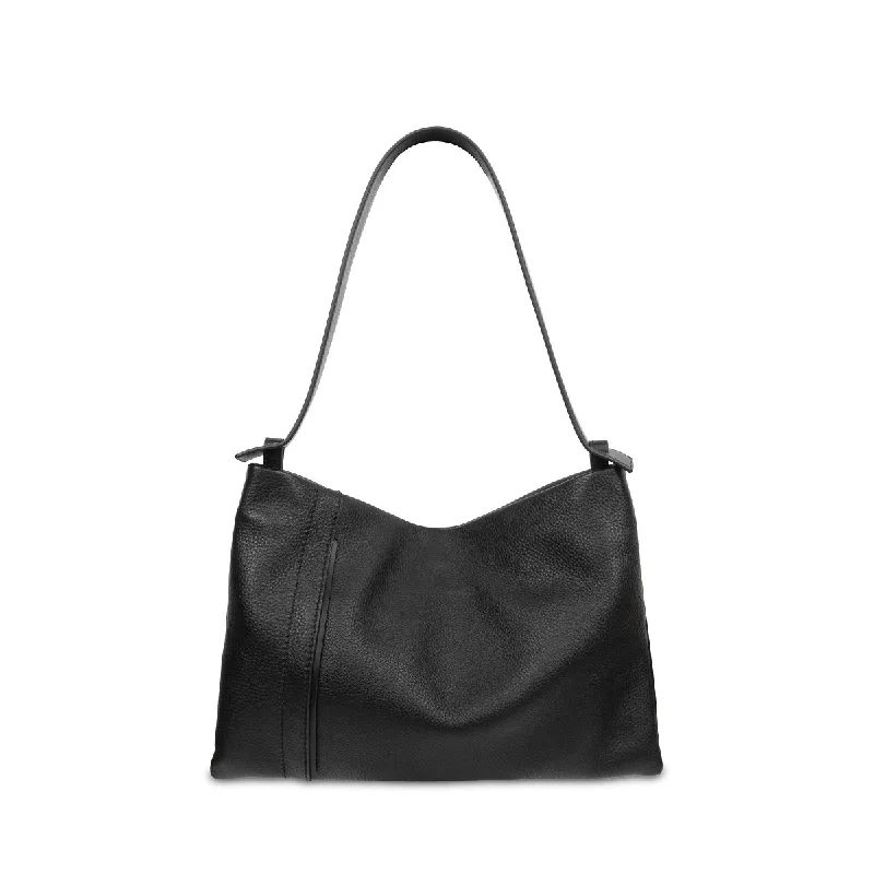 Velvet black shoulder bag for daily-Jemma Leather Shoulder Bag