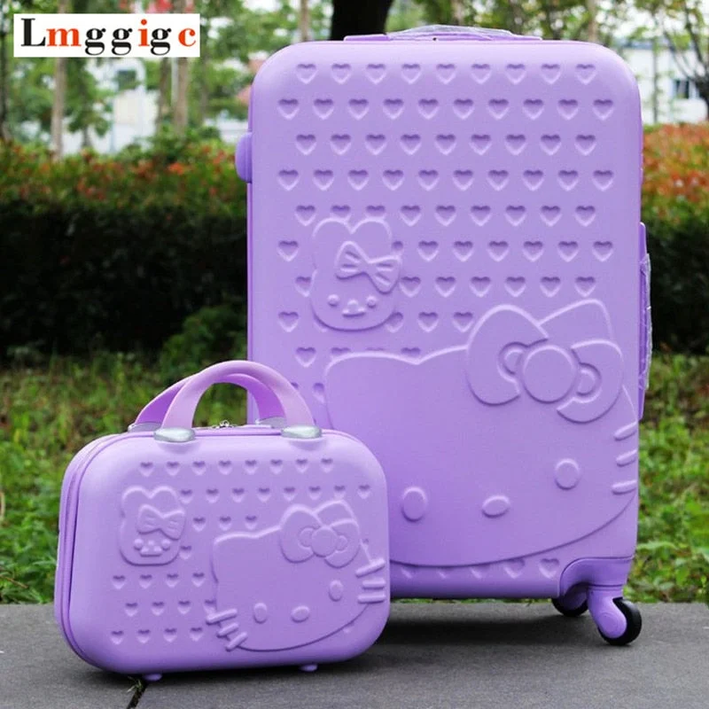 suitcase for snowy adventures -Women Hello Kitty Rolling Luggage Travel Suitcase Bag Set,Children Cartoon Universal Wheel Box ,