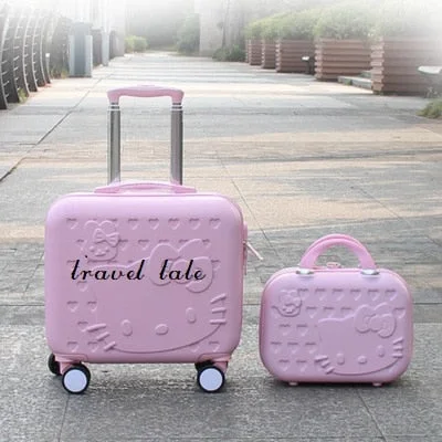 suitcase with light casing -Kt Lovely, 14 Inch Size Handbag+16 Inch Rolling Luggage Spinner Brand Travel Suitcase   Suitable